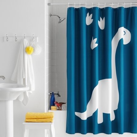 Dinosaur Paw Print Fabric Shower Curtain, 72" x 72", Multiple Colors by Your Zone