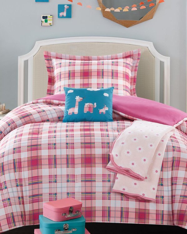 Pink Jenna Plaid Comforter Set