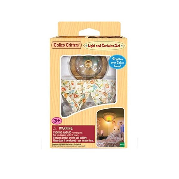 , Doll House Furniture and Decor, Light & Curtain Play Set, Multicolor