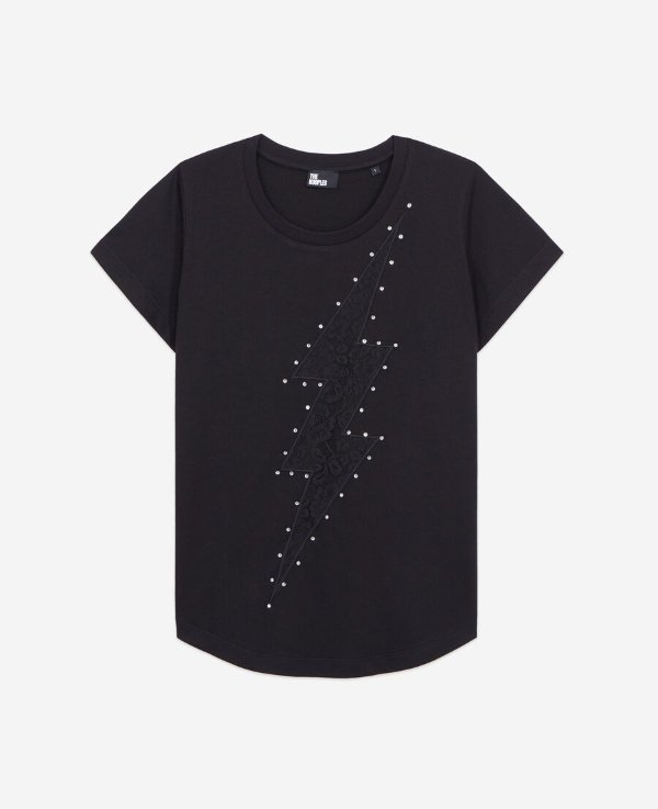 Black t-shirt with lace lightning