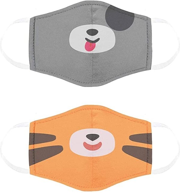 Kids Face Mask 2 Pack, Breathable & Comfortable Masks for Kids, Reusable and Washable