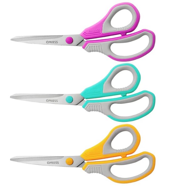 QMVESS 8.5" Multipurpose Scissors for Office 3-Pack