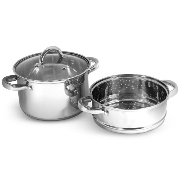 Stainless Steel 4-Qt. Multi Cooker with Glass Lid & Steam Tray