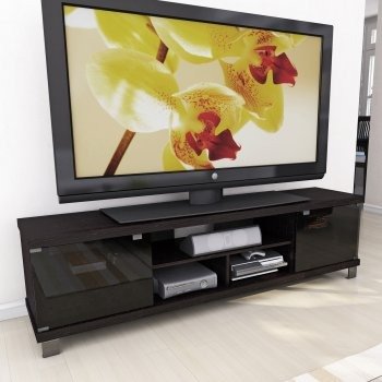 CorLiving B-207-CHT Holland 70.75 in. Extra Wide TV / Component Bench - Ravenwood Black