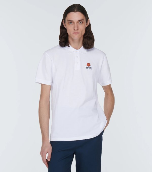 Logo Cotton Pique Polo Shirt in White - Kenzo | Mytheresa