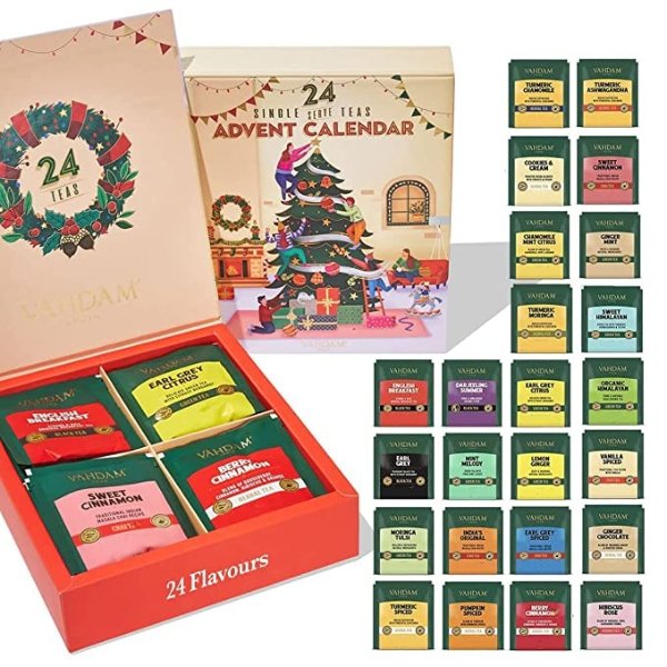 , Advent Calendar 2021 | Christmas Tea Advent Calendar Gift | 24 Varieties of Organic Tea Bags in a Holiday Gift Box| 100% Natural Ingredients| Christmas Gifts for Women & Men | Festive Gift Set