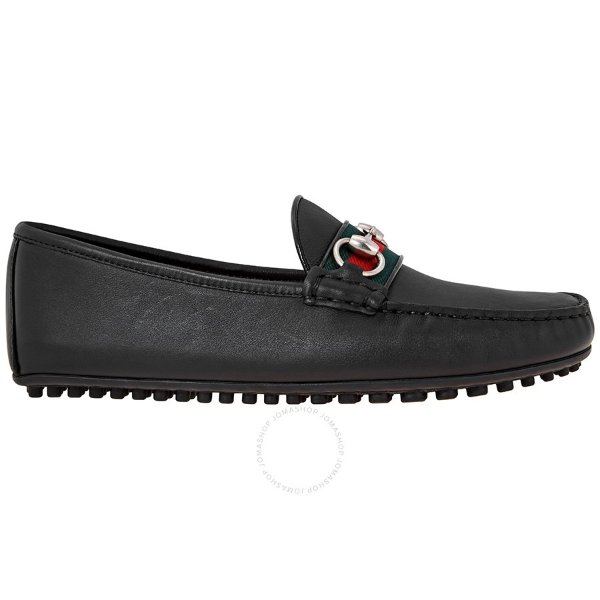 Men's Black Leather Driver with Web Shoes