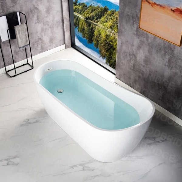 B0001 -C-Drain &O 67'' x 28.25'' Freestanding Soaking Acrylic Bathtub
