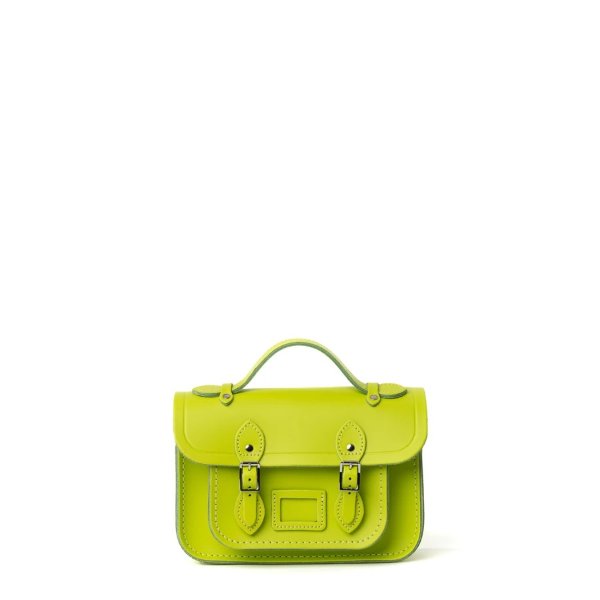Magnetic Mini Satchel in Leather - Lime Sorbet