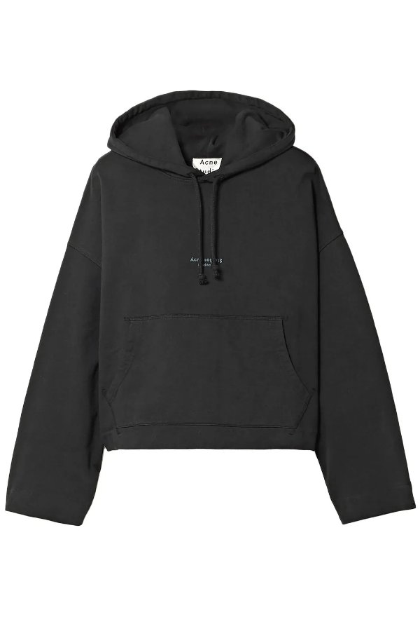 Printed French cotton-terry hoodie