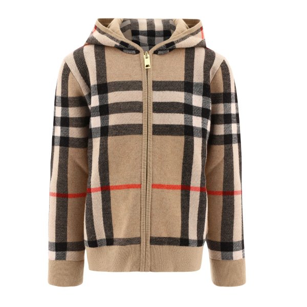 Vintage Check Zipped Knitted Hoodie