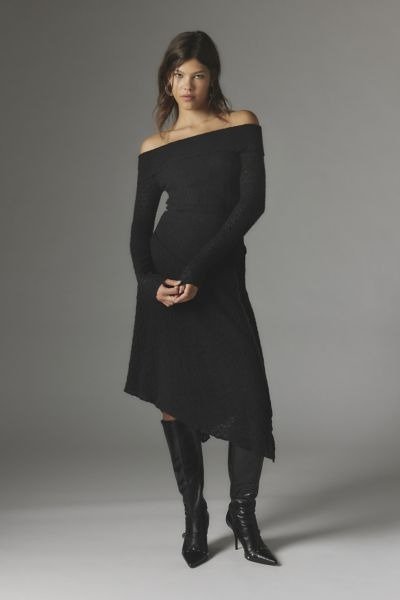 UO Yaya Asymmetrical Off-The-Shoulder Midi Dress