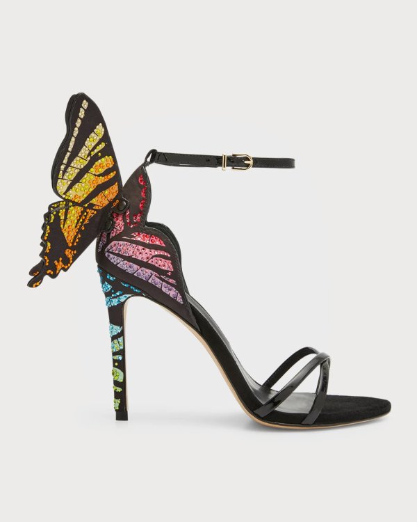 Chiara Butterfly Ankle-Strap Stiletto Sandals