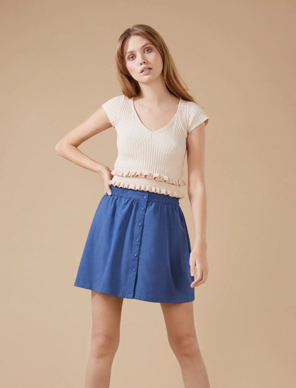 Chambray Mini Skirt | BCBGENERATION
