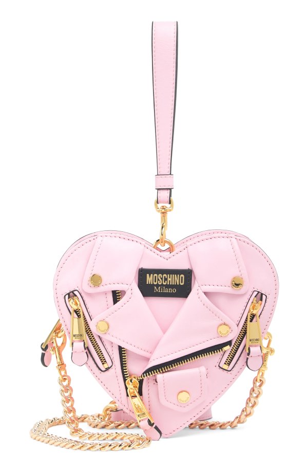 Chain-strapped Zipper Heart Handbag