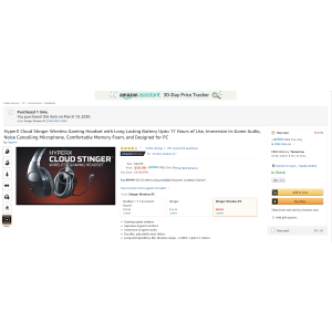 $59.99 HyperX cloud stinger 无线电竞耳机