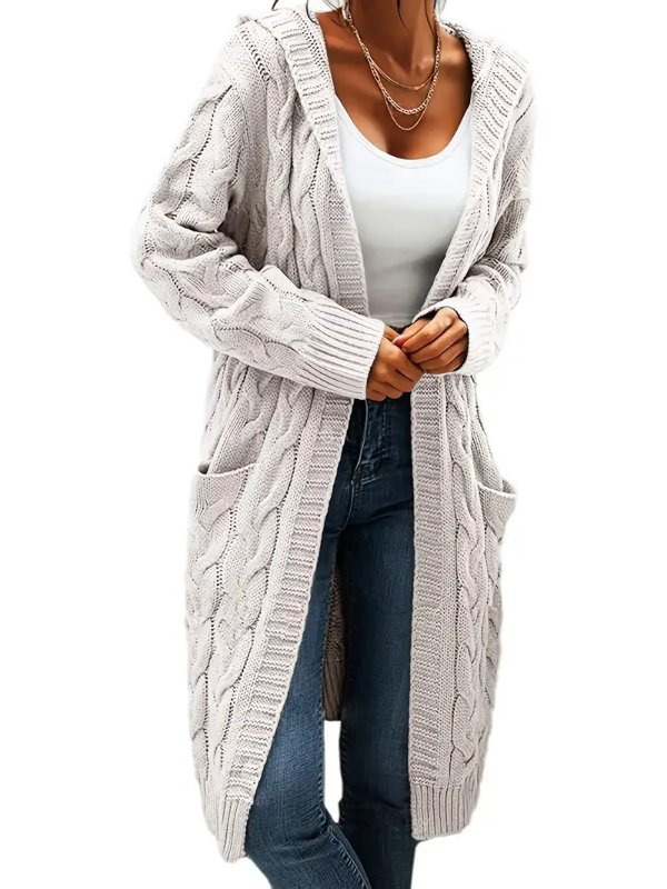 Women's Sweater Hooded Twist Knit Solid Thick Pocket Long Cardigan - Clothing, Shoes & Jewelry - Temu