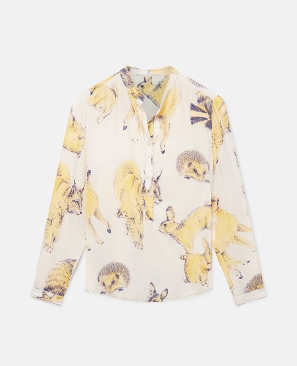 Rewild Fauna Print Silk Shirt