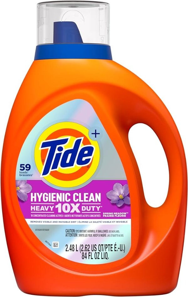 Hygienic Clean Heavy 10x Duty Liquid Laundry Detergent, HE Compatible, Spring Meadow Scent, 59 Loads, 84 fl oz