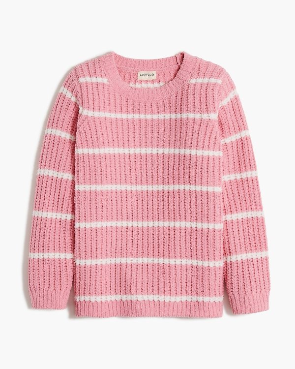 Girls' chenille striped sweater