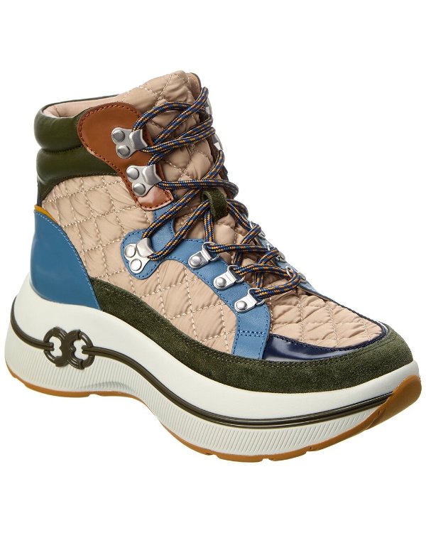 Gemini Link Quilted Leather-Trim Platform Hiking Boot