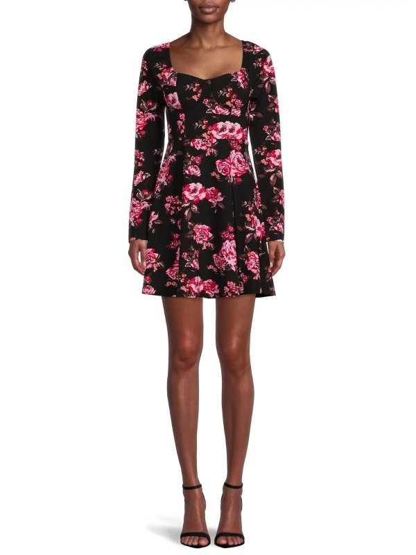 Madden NYC Women's and Junior's Floral Print Skater Dress