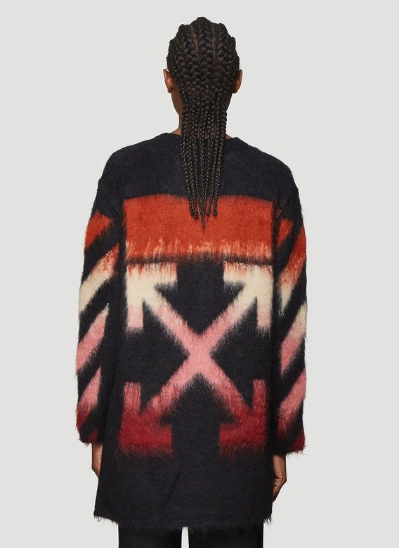 Diagonal Intarsia-Knit Sweater in Black