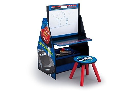 Activity Center with Easel Desk, Stool and Toy Organizer, Disney/Pixar Cars