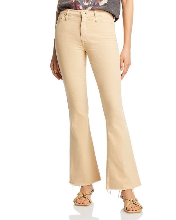 The Weekender Mid Rise Flared Jeans in Marzipan