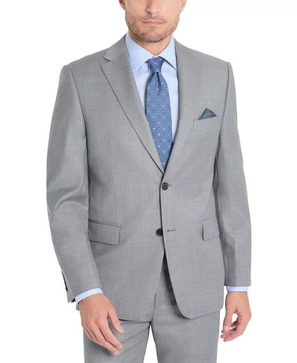 Men's Slim-Fit Sharkskin Wool-Blend Suit Jacket