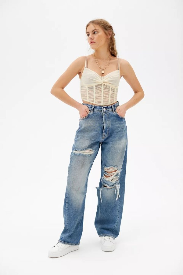 Amy High-Waisted Baggy Jean – Ripped Light Wash