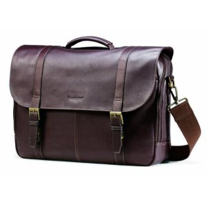 Samsonite Colombian Leather Flap-Over Laptop Messenger Bag