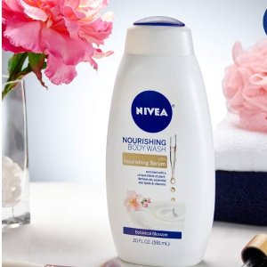 Nivea Nourishing Body Wash with Nourishing Serum Bottle, botanical blossom, 20 Fl Oz
