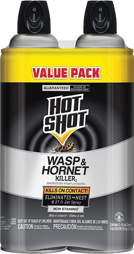 Hot Shot Wasp & Hornet Killer Spray (2 Pack), Eliminates The Nest, Sprays Up Tp 27 Feet, for Insects, 17.5 fl Ounce