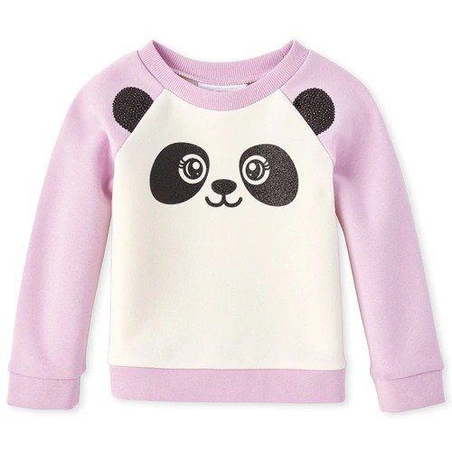 Baby And Toddler Girls Glitter Panda French Terry Sweatshirt