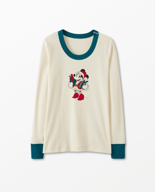 Disney Mickey Mouse Classic Holiday Plaid Women's Long John Pajama Top
