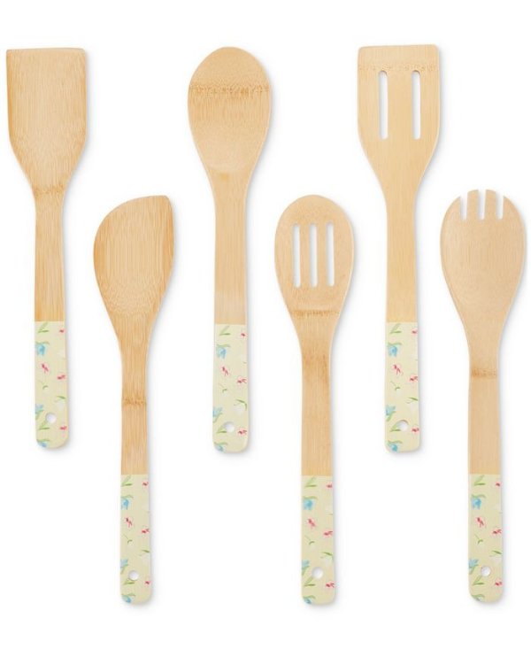 Floral-Print Bamboo Utensils, Set of 6, Created for Macy's