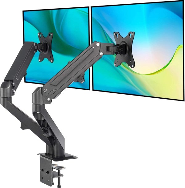 EleTab Dual Arm Monitor Stand - Height Adjustable Gas Spring Monitor Desk Mount