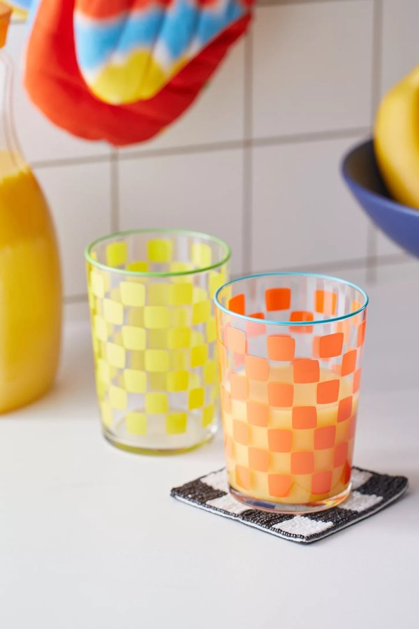 Checkered Juice Glass