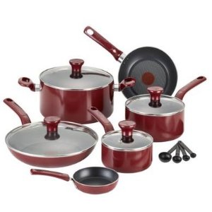 T-fal Excite Nonstick Thermo-Spot Dishwasher Safe Oven Safe PFOA Free Cookware Set, 14-Piece
