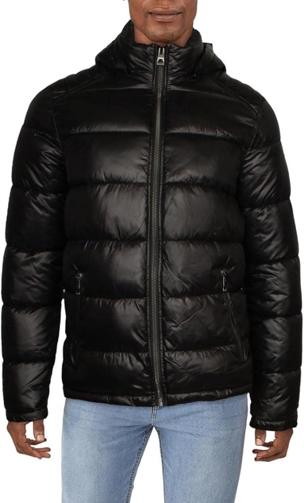 Mens Heavyweight Hooded Parka Jacket With Removable Faux Fur Trim