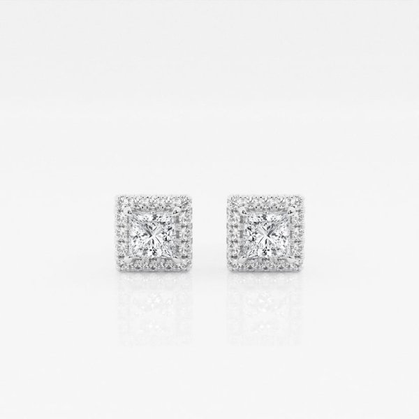 0.66 CTW Princess Cut Lab Diamond Halo Stud Earrings