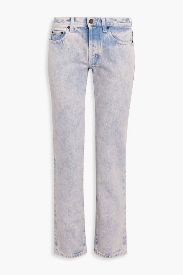Bleached mid-rise slim-leg jeans