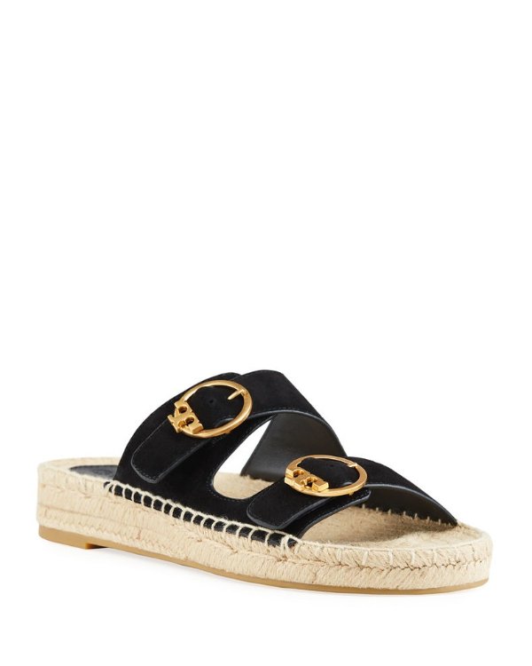 Selby Double-Buckle Espadrille Flat Sandals