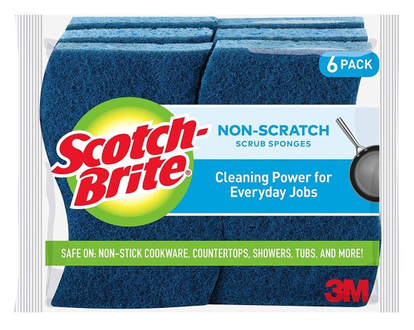 Non-Scratch Scrub Sponge, Cleaning Power for Everyday Jobs, 6 Scrub Sponges