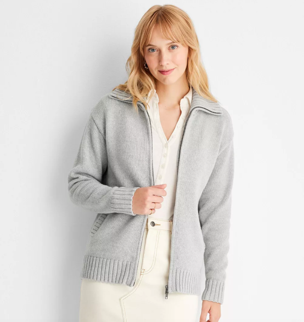 Women's Long Sleeve Solid Zip-Up Collared Cardigan - Future Collective™ with Reese Blutstein