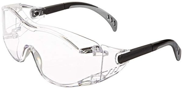 6980 Cover2 Safety Glasses Protective Eye Wear - Over-The-Glass (OTG), Clear Lens, Black Temple