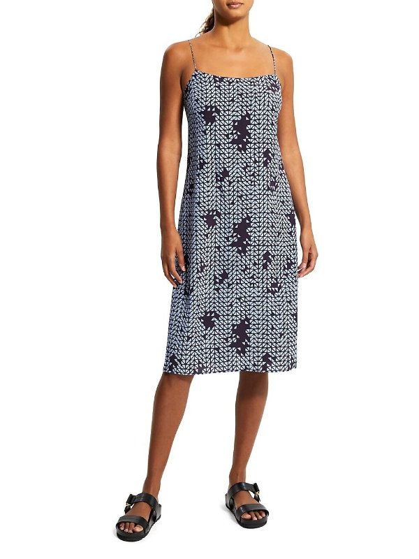 Smocked Sleeveless Checkered Midi-Dress