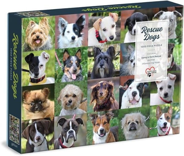Rescue Dogs Puzzle, 1000 Pieces, 27” x 20” – Difficult Dog Jigsaw Puzzle Featuring Stunning and Colorful Artwork – Thick, Sturdy Pieces, Challenging Family Activity
