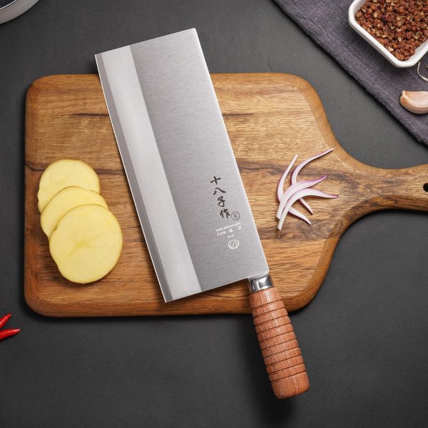 9-inch Kitchen Knife Professional Chef Knife Stainless Steel Vegetable Knife Safe Non-stick Coating Blade with Anti-slip Wooden Handle